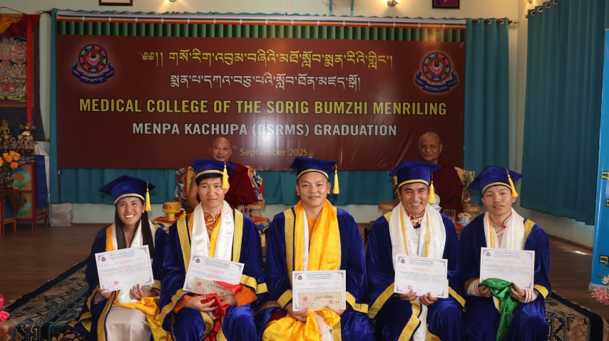 གསོ་རིག་འབུམ་བཞིའི་མཐོ་སློབ་སྨན་རིའི་གླིང་གི་སྐབས་བཞི་པ་དང་ལྔ་པའི་སྨན་པ་བཀའ་བཅུ་པའི་བསླབ་པ་མཐར་སོན་གྱི་རྟེན་འབྲེལ་དགའ་སྟོན་མཛད་སྒོ།